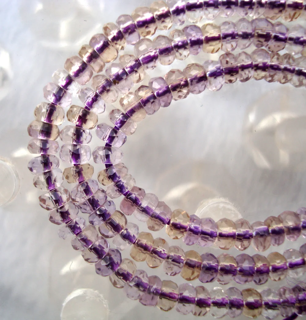 Ограненные бусины 3*5 мм натуральный Аметрин россыпью для изготовления ювелирных