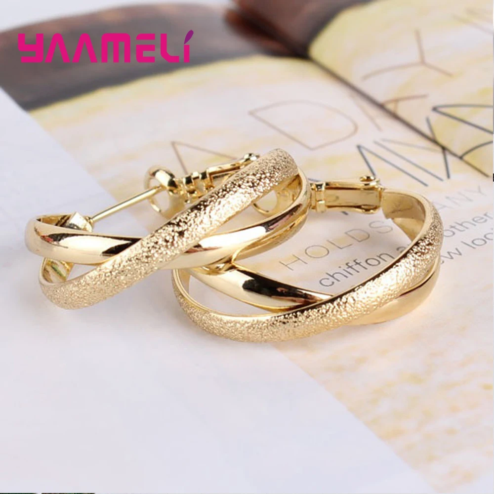 Personality Big Circles 925 Silver Hoop Earrings For Women Fashion Silver&Gold&RosseJewelry Trendy gift | Украшения и
