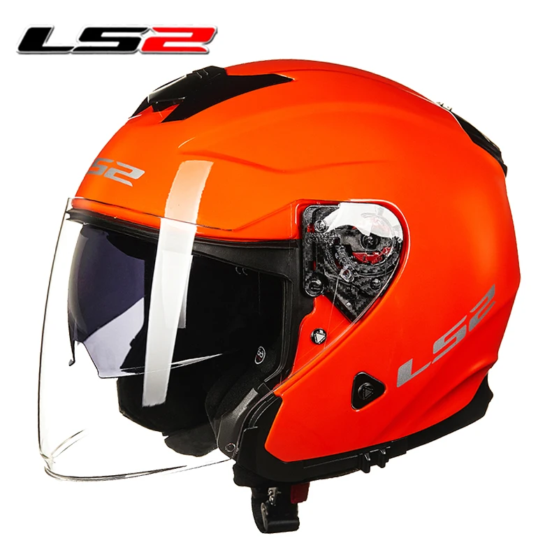 Шлем LS2 moto rcycle 3/4 с открытым лицом гоночный шлем двойными линзами на пол лица для