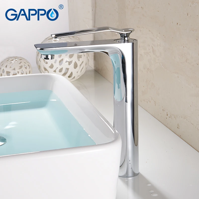 

Хромированный латунный смеситель GAPPO, высокий кран для умывальника в ванную комнату, крепление на раковину