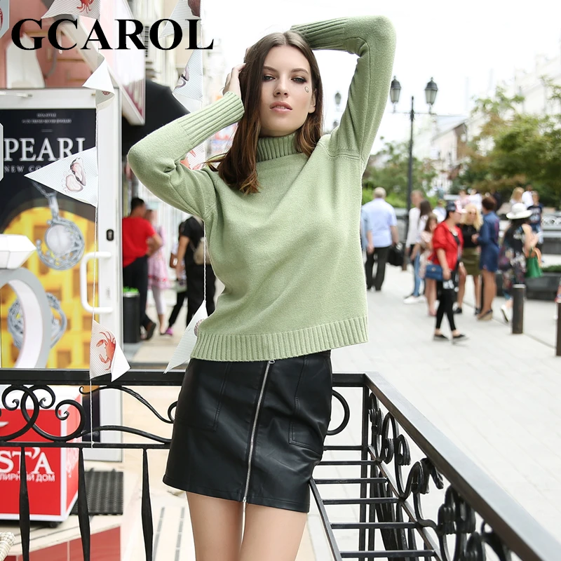 GCAROL Новое поступление Осень-зима толстый женский свитер с высоким воротником