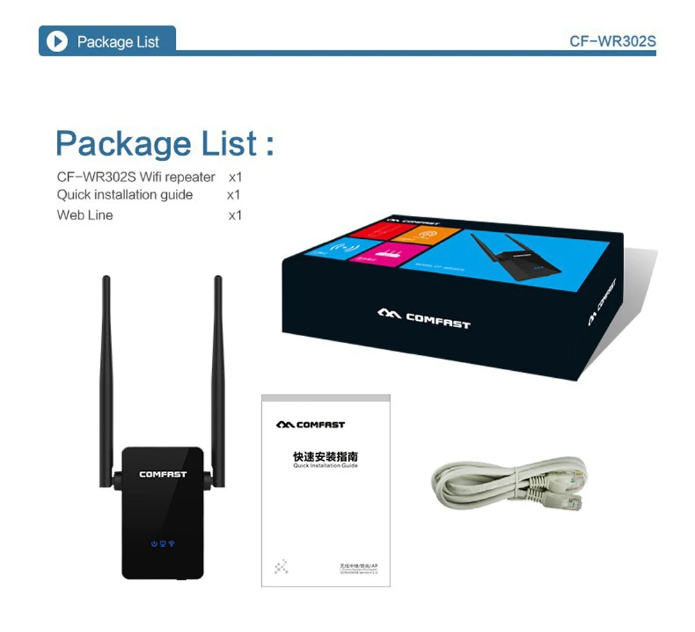 Comfast CF WR302SWireless Wi fi роутер повторитель 300 м 10dBi антенна ретранслятор сигнала 802.11N/B/G