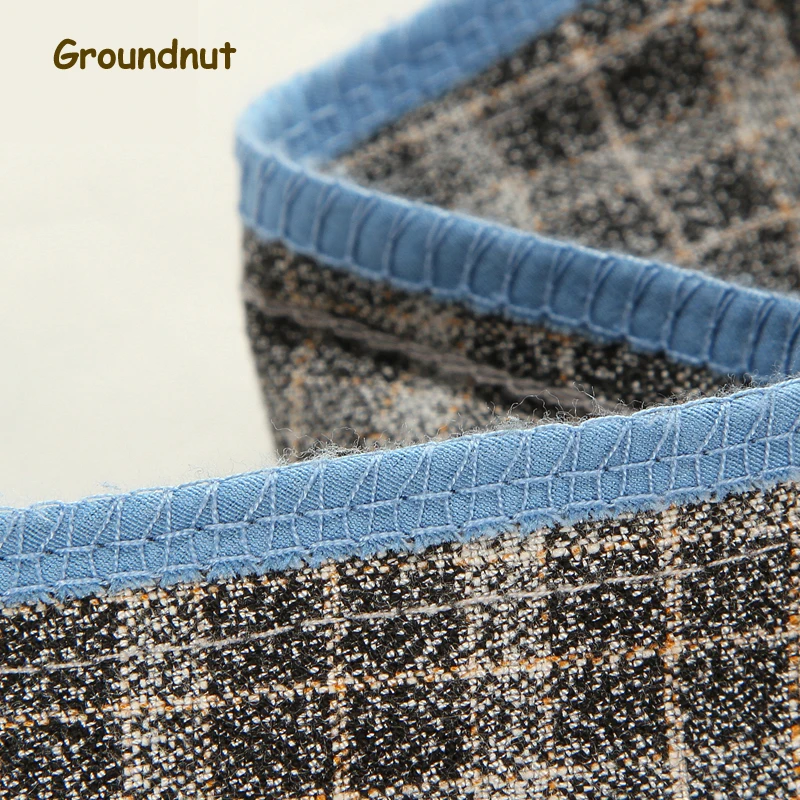 

Groundnut Brand Good Stretch Plaid Casual Pants Men Long Pant Slim Fit Straight Pencil Trousers 2019 New Arrival