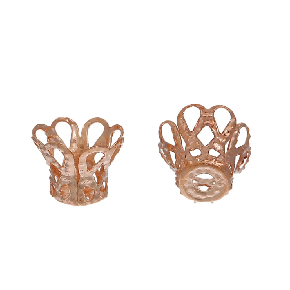 DoreenBeads сплав на железной основе Розовый Золотой филигрань бисер колпачки цветы