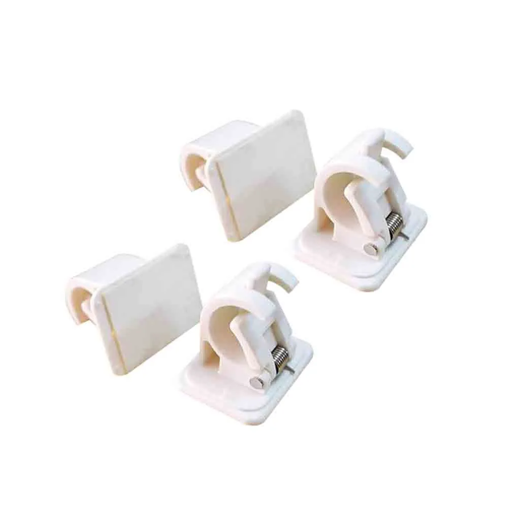 

2Pcs White Hanging Rod Clip Adhesive Wall Curtain Hanging Rod Clamp Hooks Shower Curtain Rod Fixed Clip Hanging Rack Hook#25