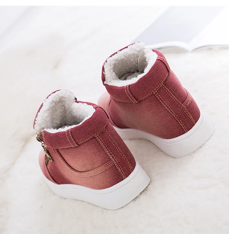 Теплая зимняя обувь; женские ботинки из джинсовой ткани; флисовые зимние ботинки для женщин; зимняя повседневная обувь на плоской подошве; zapatos de mujer