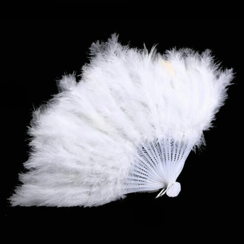 

Nice Feather Fan For Dance Props Hand Goose Feather Folding Fan Wedding Wonderful A Variety Of Colors To Choose From