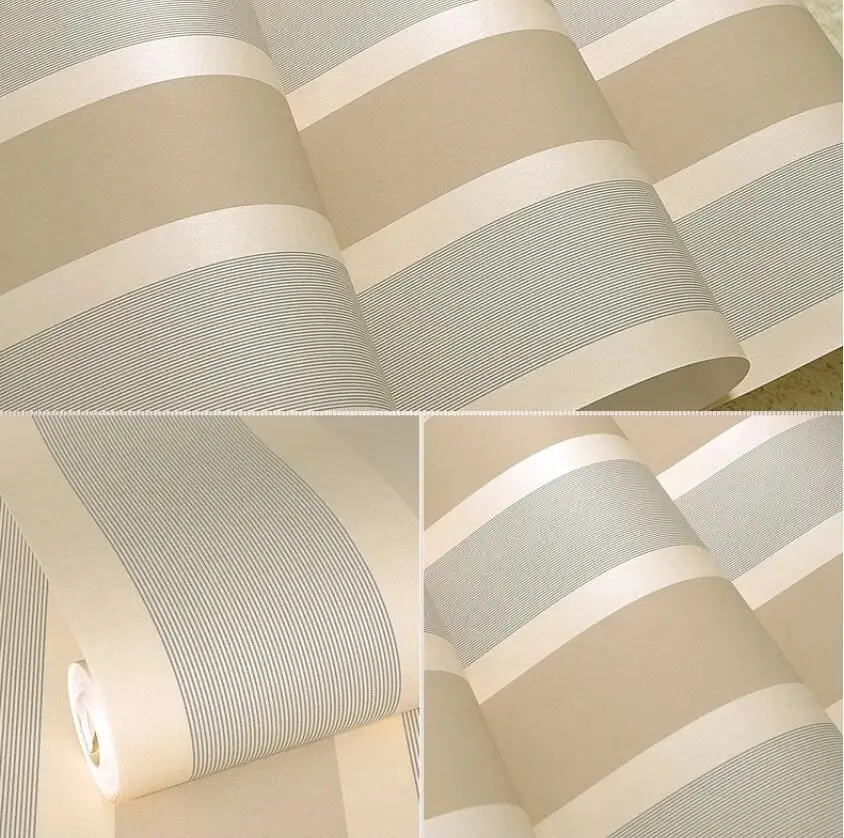 Beige Из Китая, Современная полосатая настенная бумага, 3d декор для гостиной, широкая полосатая настенная бумага, украшение для спальни, фреска, Behang Ez197 - Цвет: Beige