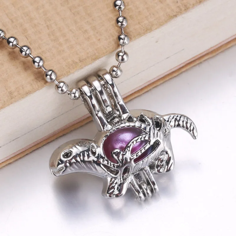 6 шт. позолоченный динозавр модное ювелирное изделие жемчужная клетка медальон