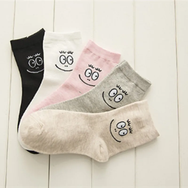 Женские хлопковые носки милые женские со смайликом Kawaii Calcetines летние короткие