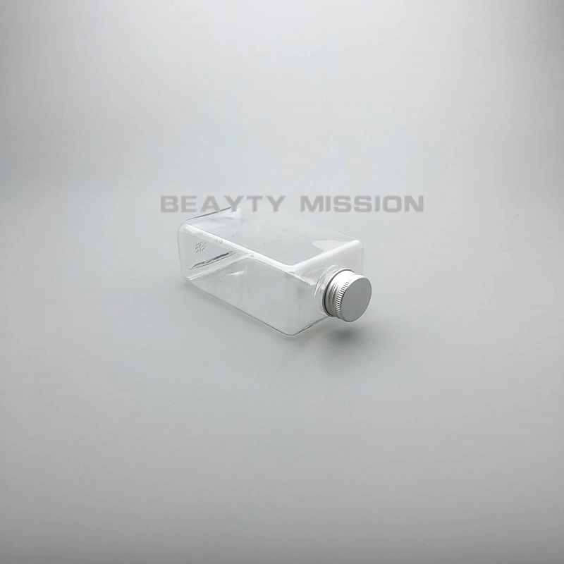 Пустая квадратная плоская бутылка для сока и воды BEAUTY MISSION Clear 300 мл 15 шт.