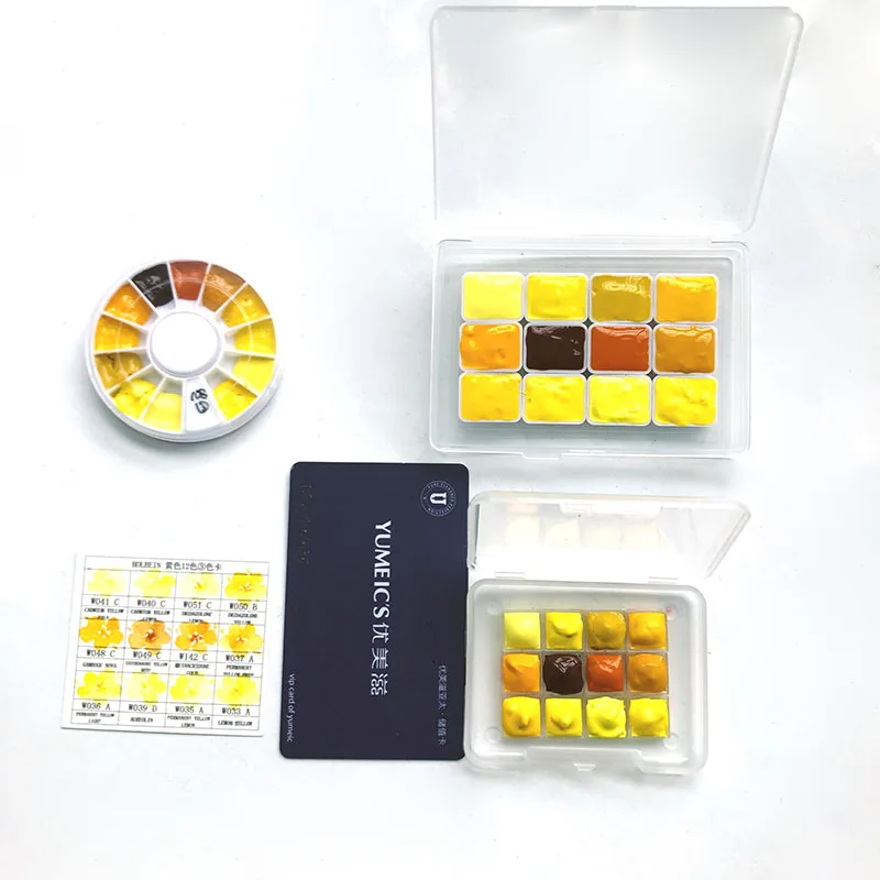 Hb желтый 12-color Holbain весенние цветы водного цвета пигменты суб-пакованный диск 0,5 мл 1 мл