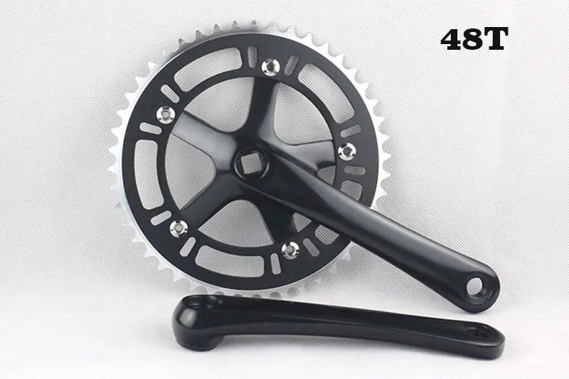 48T Black 44/46/48/53T Crank набор неподвижный Шестерни погрузчик мотора с небольшими колесами, складные грипы для велосипедного руля Алюминий Звездочка сплава кривошипно звездочки диаметра окружности болтов - Цвет: 48T Black