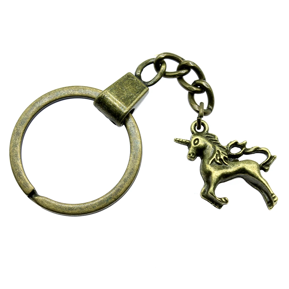 1 Piece New Fashion Men Jewelry Keychain Diy Metal Holder Chain Lucky Horn Horse 24x21mm Antique Bronze Pendant Gift | Украшения и