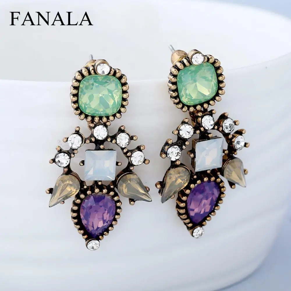 Gift Vintage Rhinestone One Women Earrings Crystal Dangle Ear etnico Hollow Pair brincos Geometric | Украшения и аксессуары