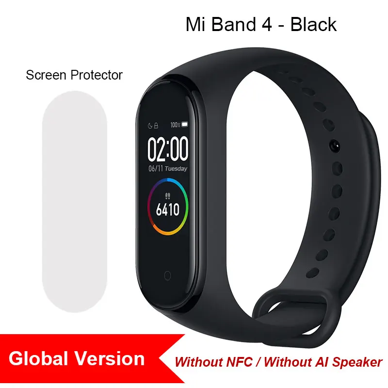 .Global Add Film Xiaomi Mi Band 4 фитнес браслет, смарт браслет Miband 4 Фитнес-трекер Heart Rate 0,9" Цветной экран Bluetooth 5.0, глобальная версия - Цвет: .Global Add Film