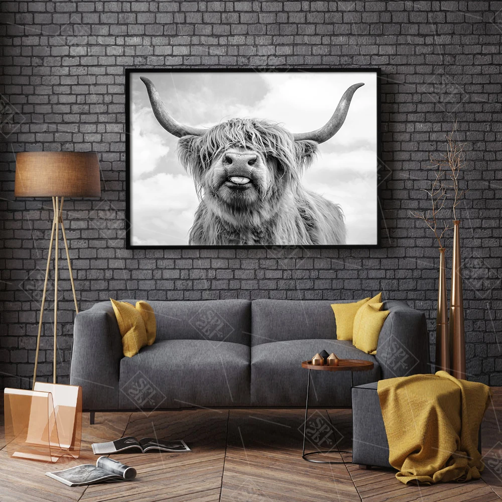 Современные украшения дома постер Highland Корова картина с рисунком животных Hd
