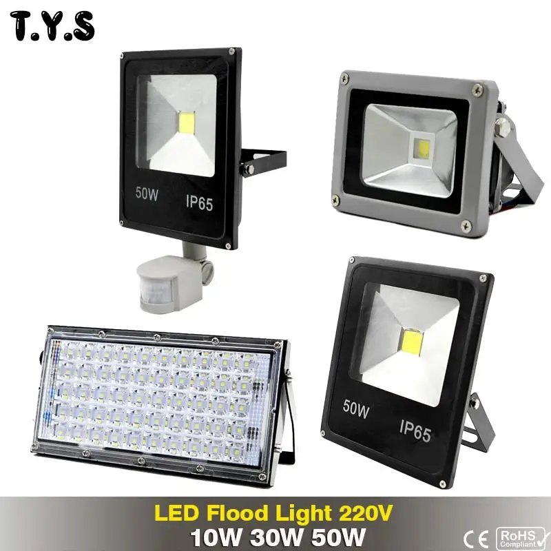 Waterproof LED Flood light 220V 50W 30W 10W Floodlight With Motion Spotlight Sensor Outdoor Lighting Projector Reflector Lamp |