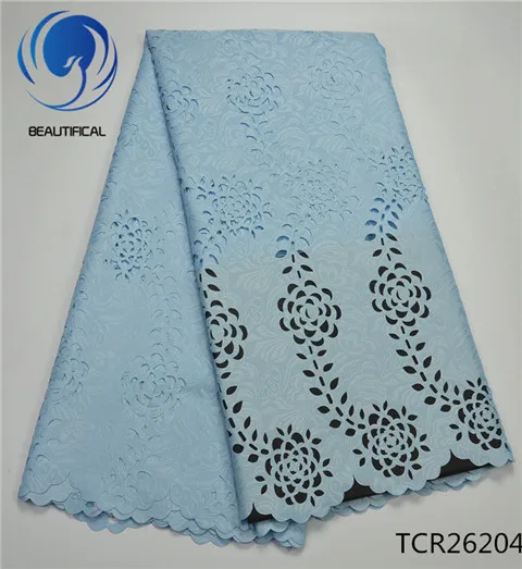 TCR26204 BEAUTIFICAL YELLOWE африканская швейцарская вуаль кружевная Ткань 5 ярдов последняя лазерная резка ушко хлопок кружево TCR262 - Цвет: TCR26204