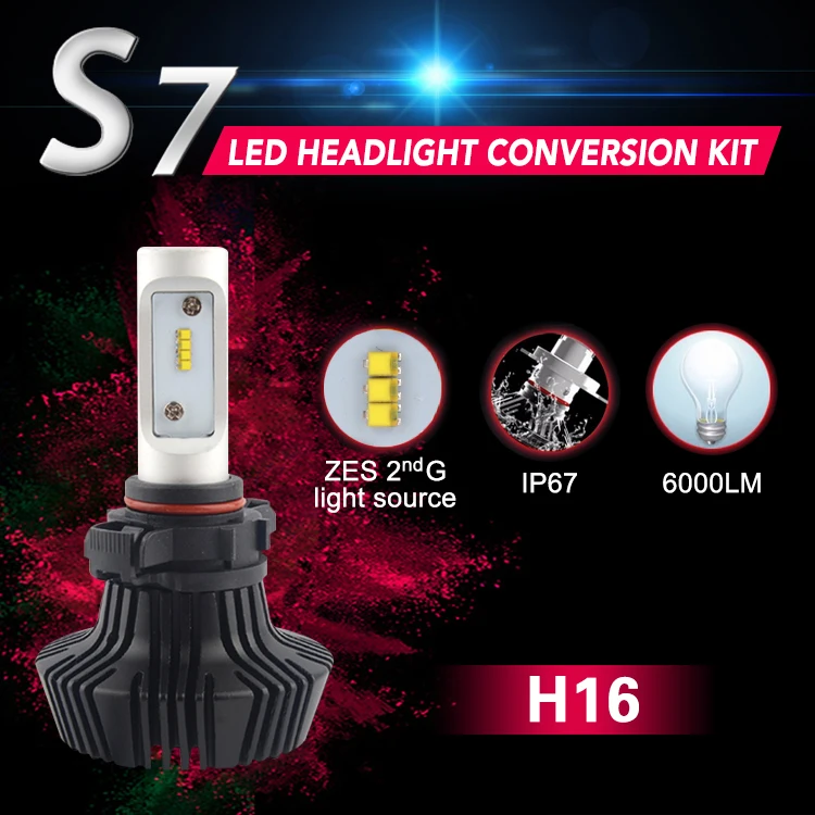 Prelight S7 Car Headlight H16 ZES Chip 25W 6000LM Auto Front Headlamp Bulb 6500K LED Automotive Lighting Lamps | Автомобили и
