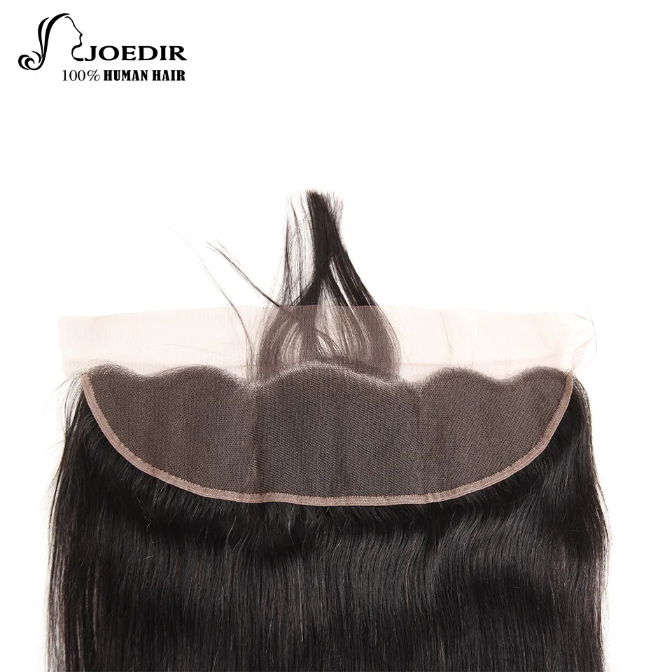 Joedir Indian Straight Weave with Closure Natural Black Free Part Human Hair Bundle Frontal 4 Bundles | Шиньоны и парики
