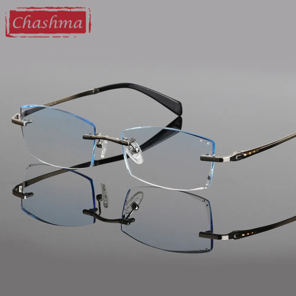 Бренд Chashma стекло для глаз чистый титан без оправы es тонированные линзы мужские