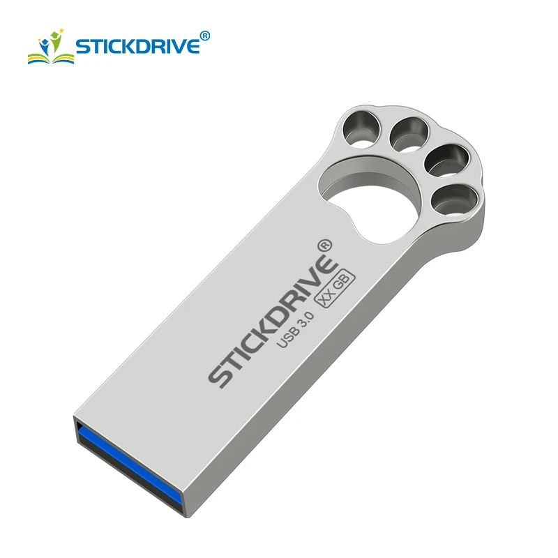 Silver Реальная емкость usb 3,0 флеш-накопитель 128 Гб 64 Гб usb флеш-накопитель 32 Гб 16 Гб карта памяти Металлический Кот лапа анимация флеш-накопитель - Цвет: Silver