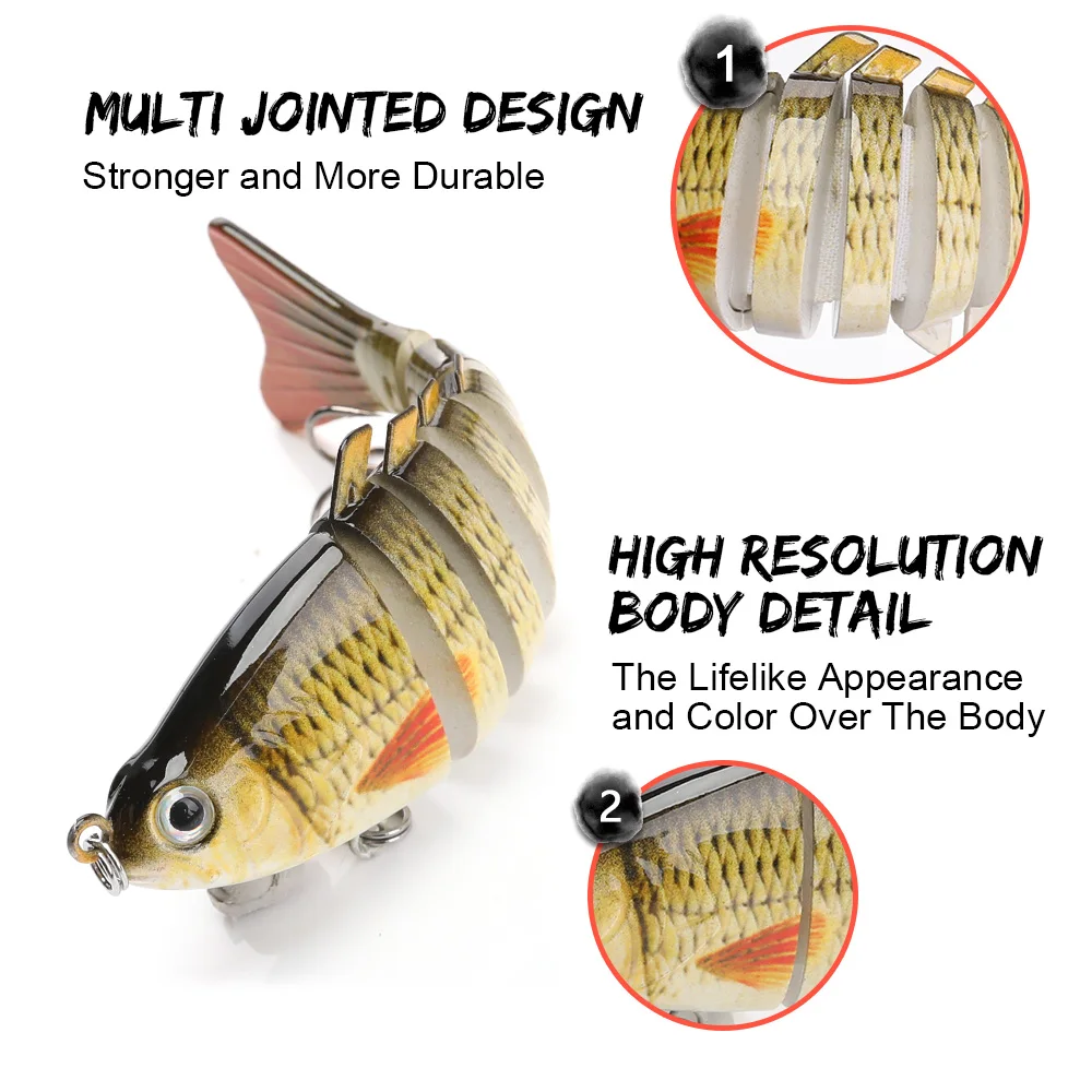 VTAVTA 10cm 15g Swimbait Artificial Multi Jointed Hard Bait Fishing Lure Lifelike Minnow Wobblers Crankbait Tackle | Спорт и
