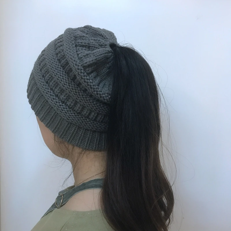 Gorro de punto para mujer gorro de invierno con cola de caballo touca beanie toca chapeu зимние женские головные уборы для женщин