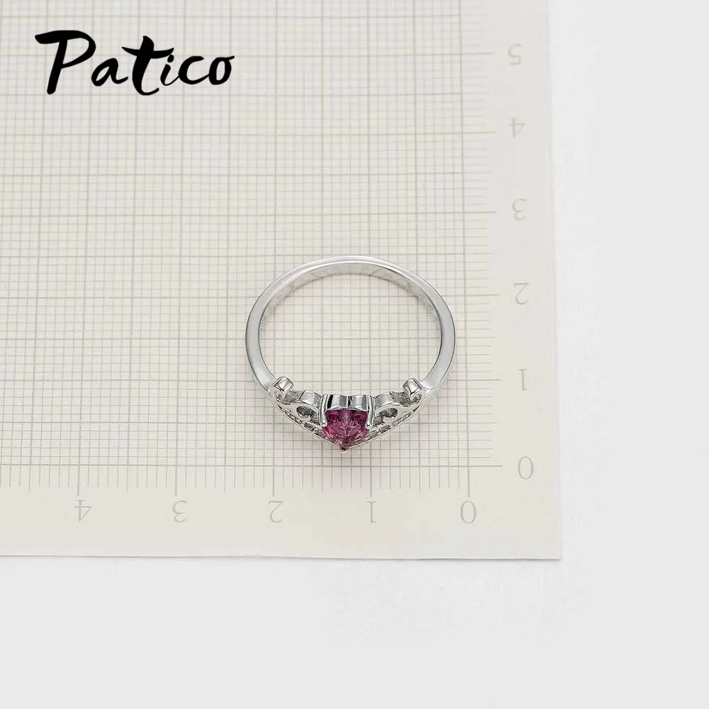 New Arrival Clear Purple Crystal Wedding Rings 925 Sterling Silver Fashion Design Retro Engagement Ring Jewelry For Women | Украшения и