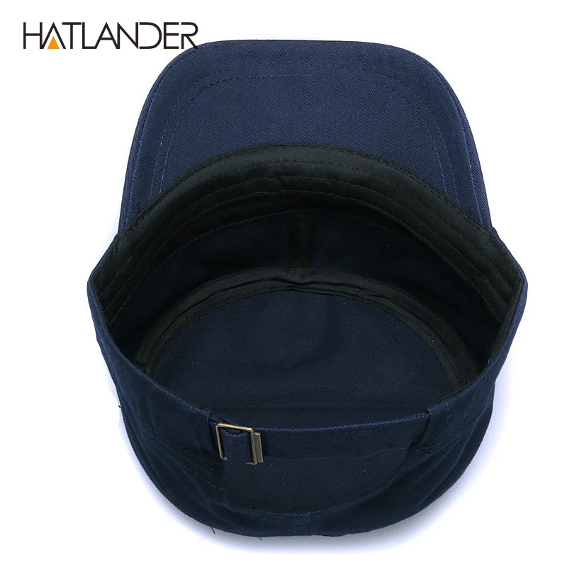 Фото [HATLANDER] новая модная простая хлопковая военная шапка унисекс, уличная однотонная шляпа от солнца, Регулируемая snapback gorra, пустой плоский Топ, а... №4