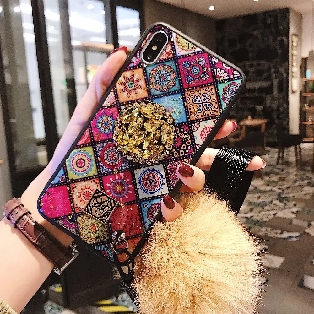 ORYKSZ Luxury Diamond Glitter Phone Case For Iphone X XS XSMAX Cases iPhone 8 7 7plus 6 6s 6plus Hand Strap Back Cover |