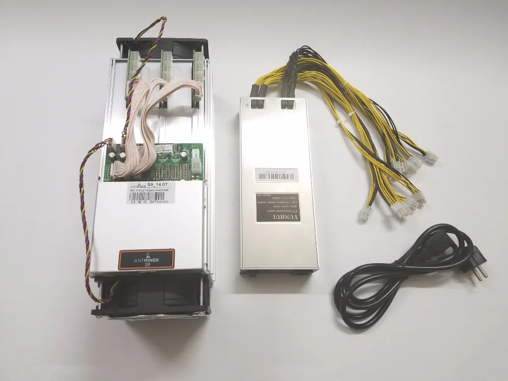 Майнер ASIC AntMiner S9 14TH/S SHA256 б/у с блоком питания BTC BCH лучше чем Antminer 13 5 T T9 + S11 S15 WhatsMiner
