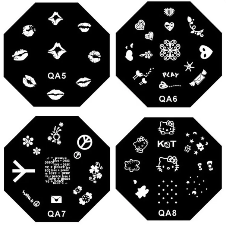Новый 60 дизайнов OM Nail Art штамп набор для штамповки восьмиугольный из нержавеющей