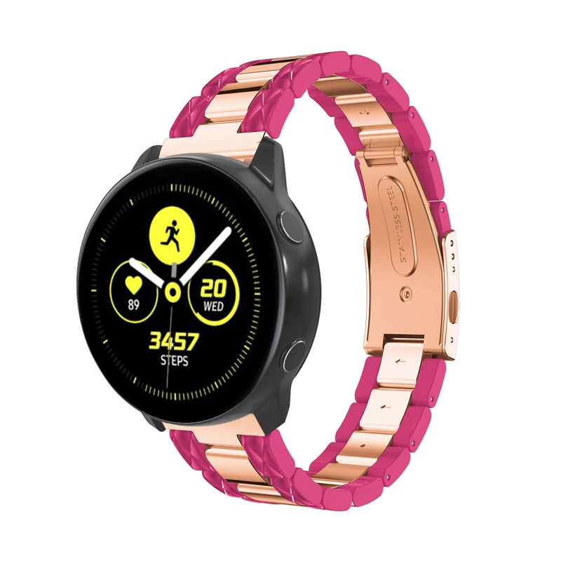 Браслет для samsung galaxy watch 20 мм 42 active S2 ремешок из смолы и нержавеющей стали amazfit bip