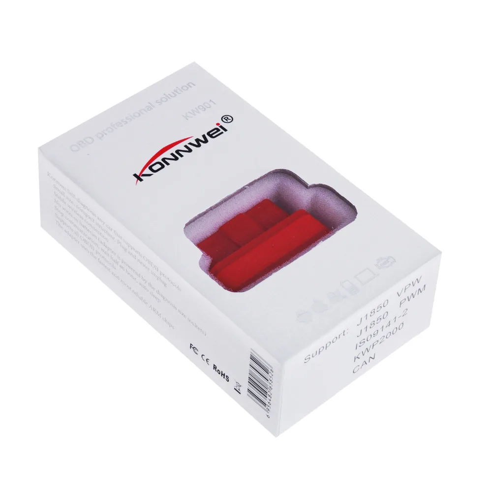 Лидер продаж kw901 odb2 II диагностический код сканер чтения Android пять цветов ELM327 Bluetooth