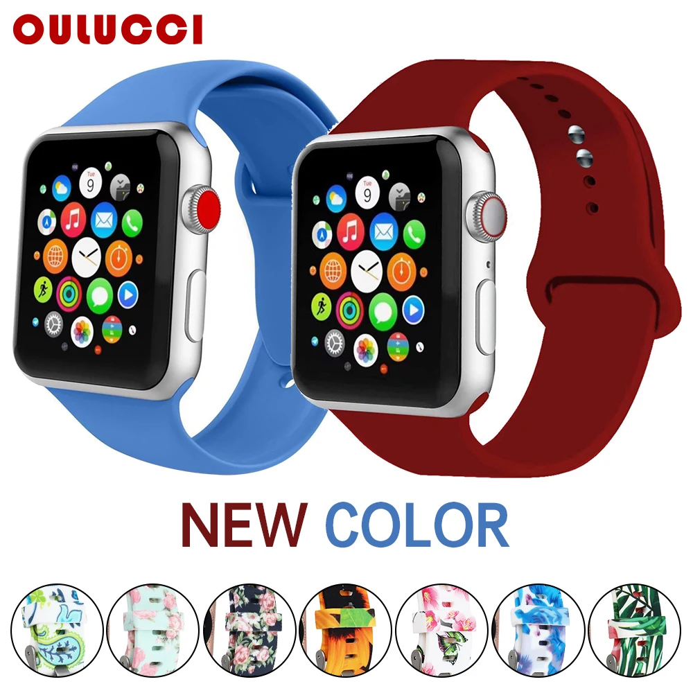OULUCCI siilicone ремешок для Apple Watch 42 мм/38 мм/44 мм/40 мм спортивный браслет резиновый iwatch 4 3
