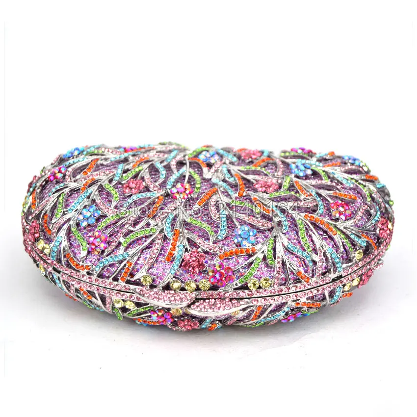 Женский персиковый вечерний клатч с кристаллами цвета шампанского|evening clutch