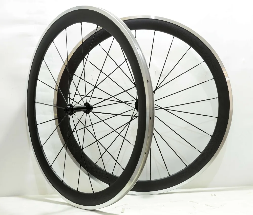 

700C 25mm width alloy brake surface carbon wheels 50mm depth road bike wheelset 3k matte finish with Powerway R13 hub