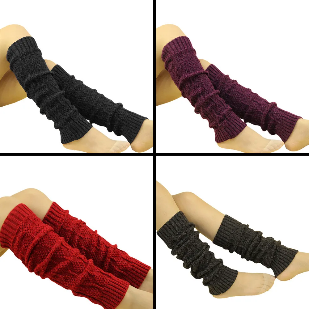 Зимние вязаные гетры для ботинок женские до бедра девочек модные манжеты носки