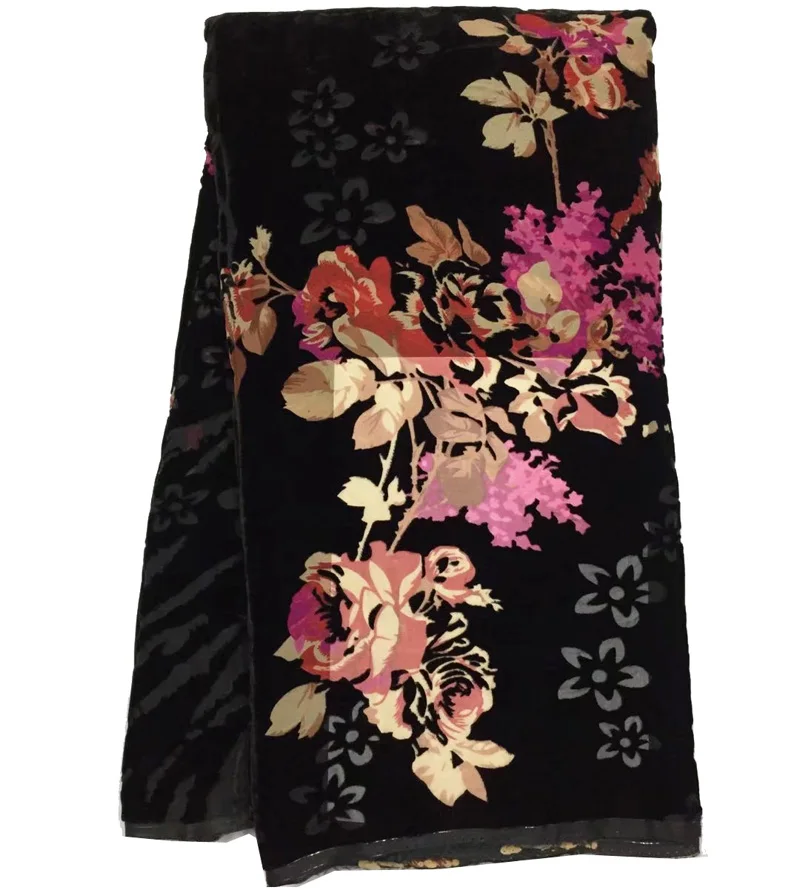 Мягкая и гладкая кружевная ткань из натурального шелка вельвета в африканском