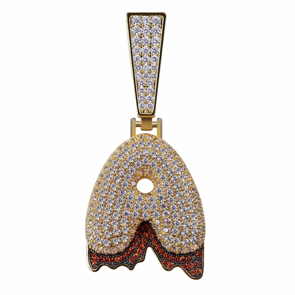 С большой пряжкой на лодыжке подвески-буквы ожерелья Bling льдом с фианитами