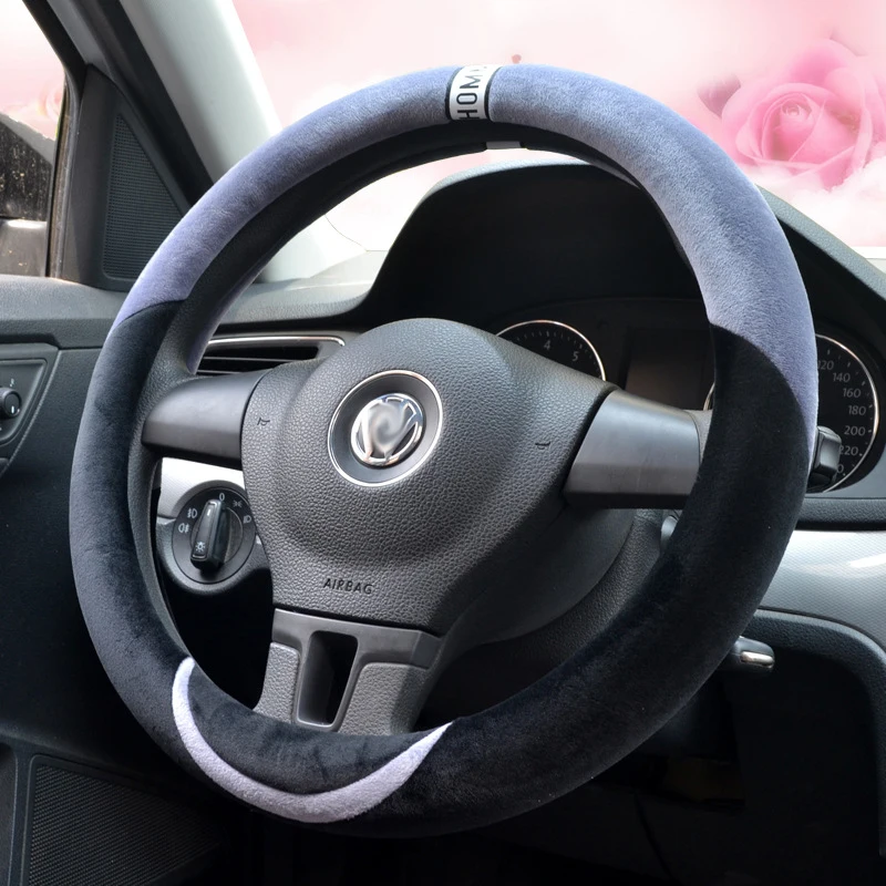 Plush Stretch- On Vehicle Steering Wheel Cover Classic Black Car Protector | Автомобили и мотоциклы