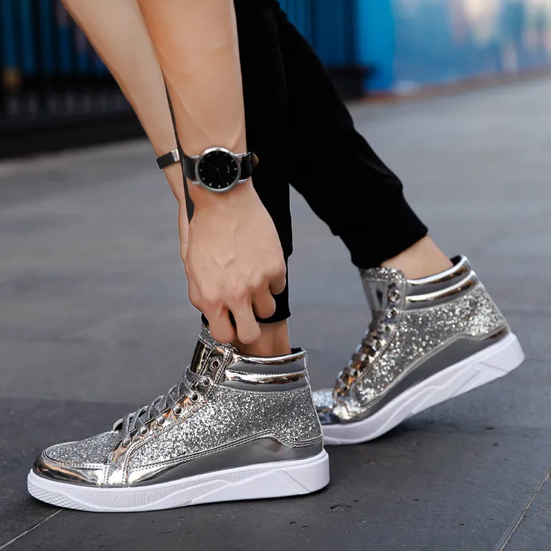 Туфли без каблуков Мужская обувь повседневное золото Heren Schoenen осень высокие