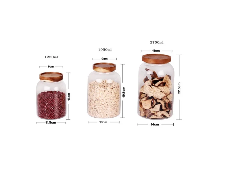 1250ML/1950ML/2750ML Food Storage Glass Jar Kitchen Bottle Sealed Cans with Cover Large Capacity Candy Tea Box | Дом и сад