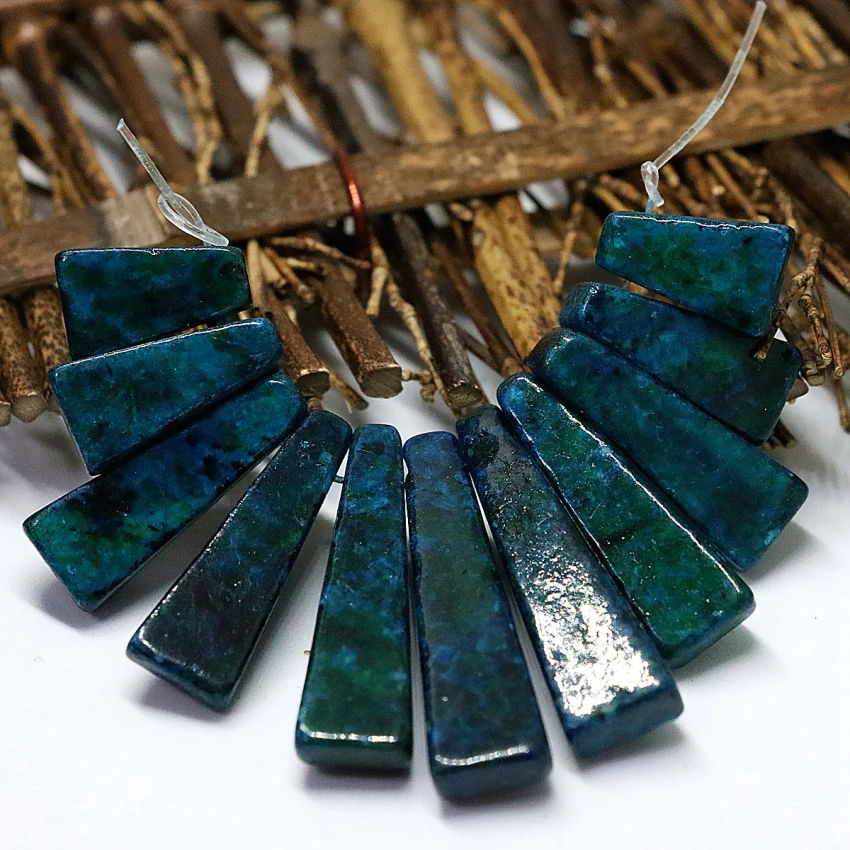 Классический дизайн моды синий зеленый хризоколла камень бисер 15-40 мм 11 шт. палку