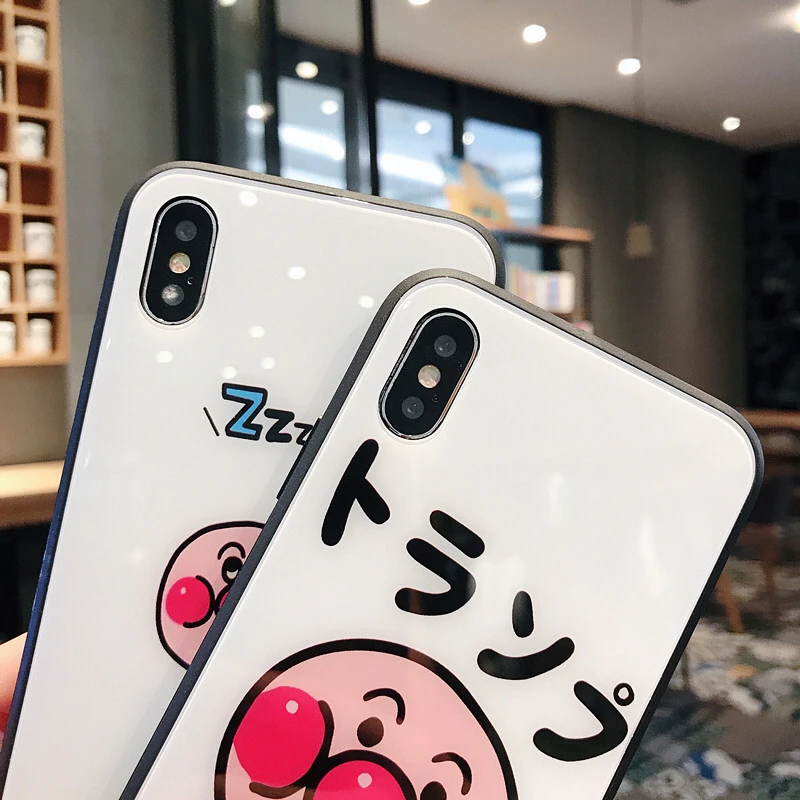 Прекрасный мультяшный персонаж Anpanman стеклянный чехол для телефона iphone 6 S 7 8 plus X XR