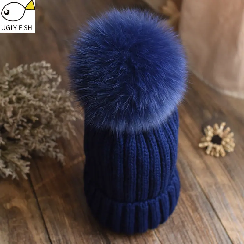 Зимние женские шапки меховая шапка с вязаным помпоном женская кепка вязаная