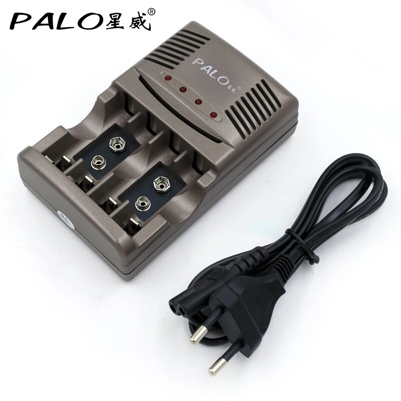 PALO 4 слота светодиодный светильник зарядное устройство для NiCd NiMH AA AAA 6F22 9V 1 2 V