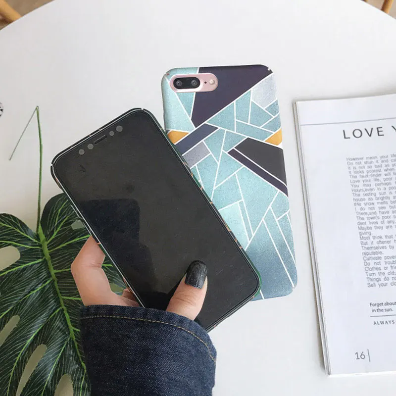 Модный художественный геометрический чехол для телефона Boucho iPhone 8 6 6S 7 Plus X скраб